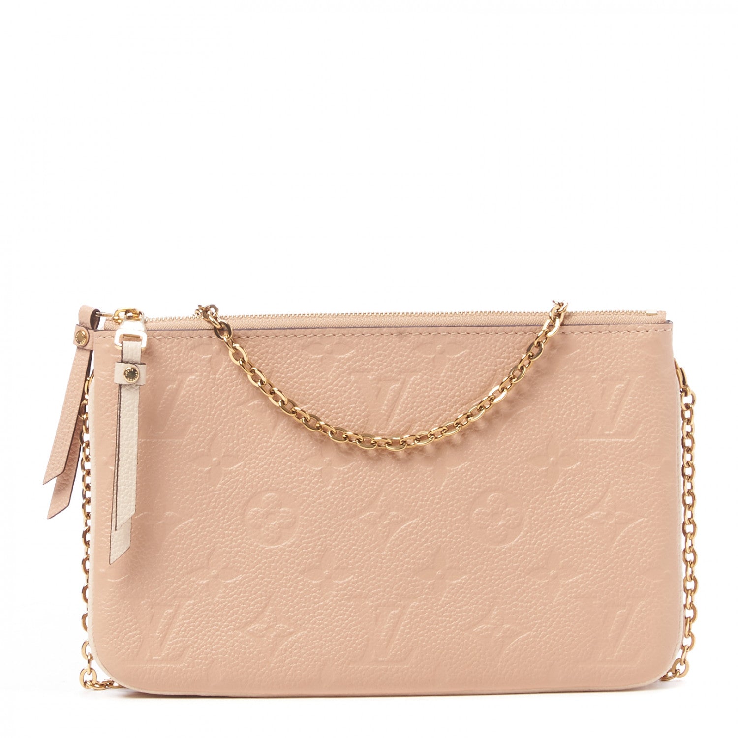 Louis Vuitton Empreinte Double Zip Pochette Beige Rose Creme 1 of 9