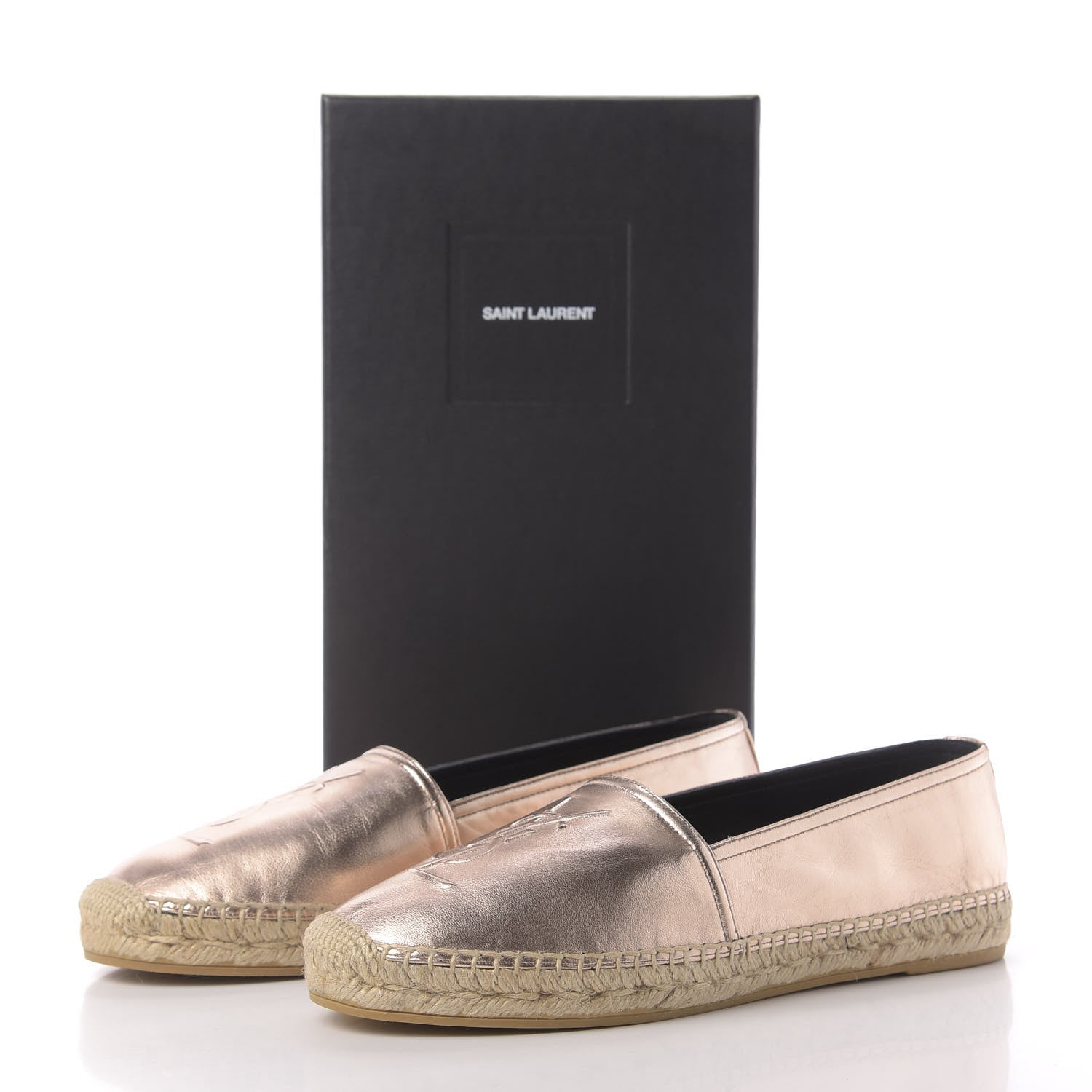 Saint Laurent Metallic Lambskin Monogram Espadrilles 39.5 Blush 11 of 11