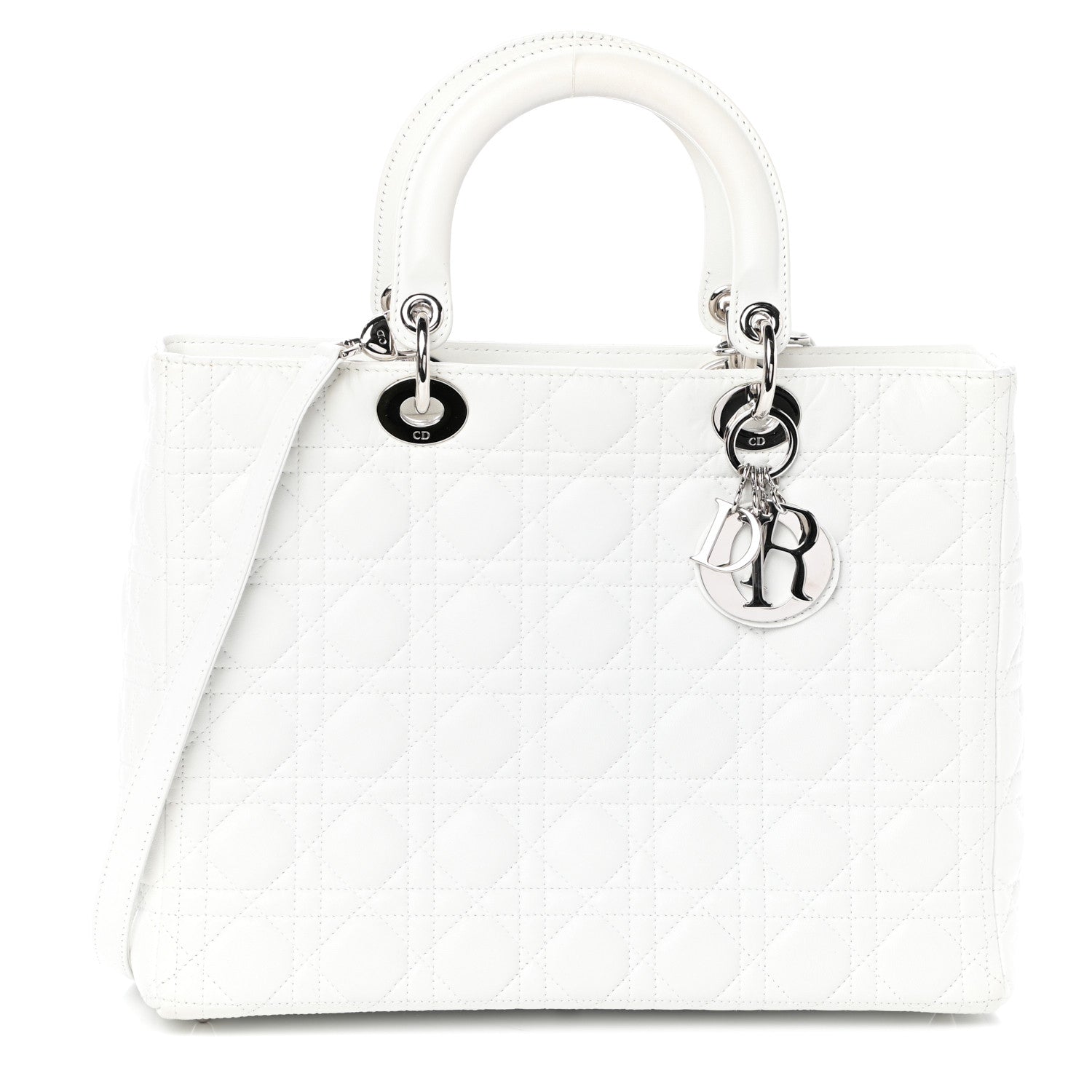 Christian Dior Lambskin Cannage Large Lady Dior White 1 of 9
