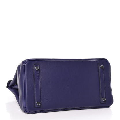 Hermes Swift Epsom Tressage Birkin 30 Bleu Encre Bleu Du Nord Gold 5 of 34