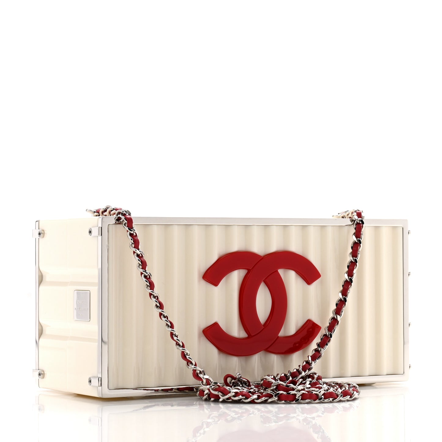 Resin Enamel CC Shopping Container Minaudiere Clutch  Black White Red