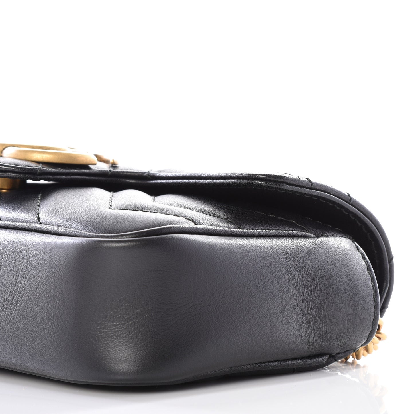 Calfskin Matelasse Super Mini GG Marmont Shoulder Bag Black