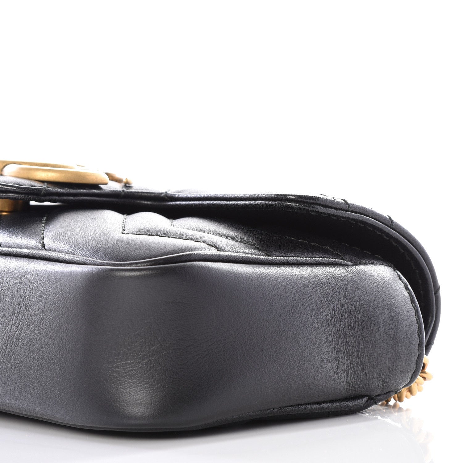 Gucci Calfskin Matelasse Super Mini GG Marmont Shoulder Bag Black 9 of 10