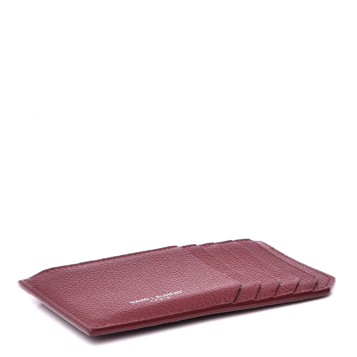 Grained Calfskin 5 Fragments Zip Pouch Card Holder Burgundy