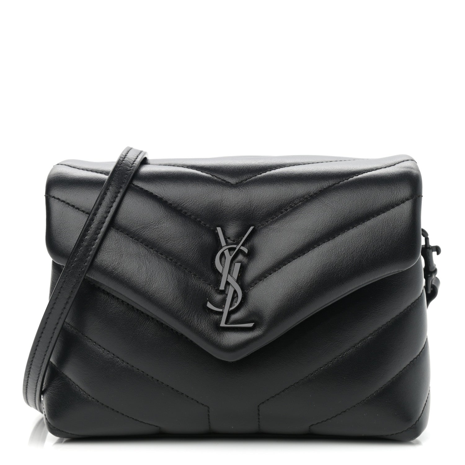 Saint Laurent Calfskin Y Quilted Monogram Toy Loulou Crossbody Bag Black 1 of 12