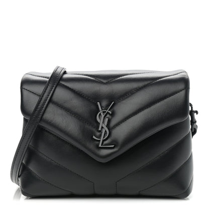 Saint Laurent Calfskin Y Quilted Monogram Toy Loulou Crossbody Bag Black 1 of 12