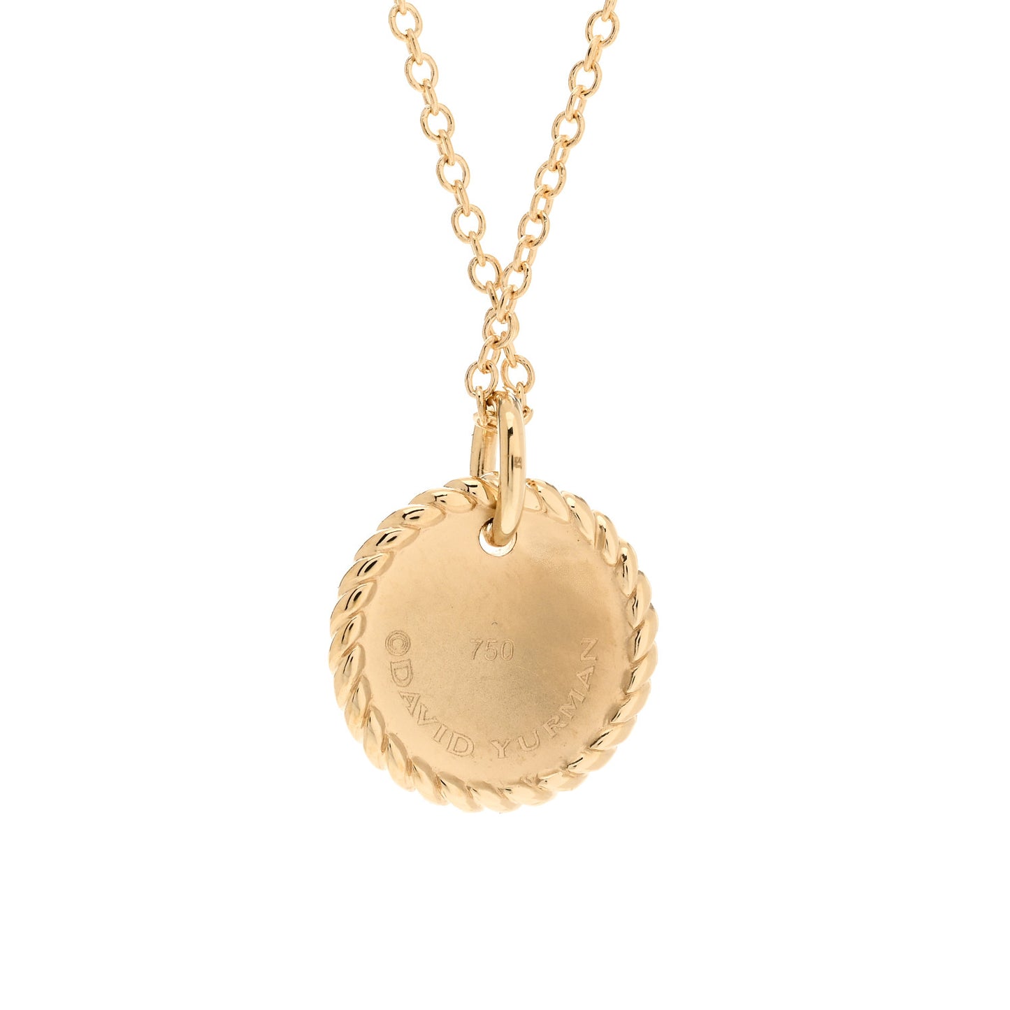 18K Yellow Gold Diamond OM Charm Pendant Necklace