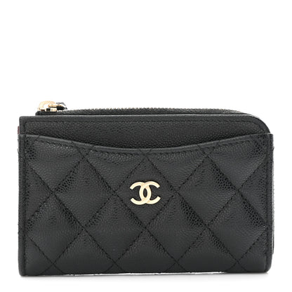 Chanel Caviar Quilted CC Zip Around Card Holder Black 1 of 8