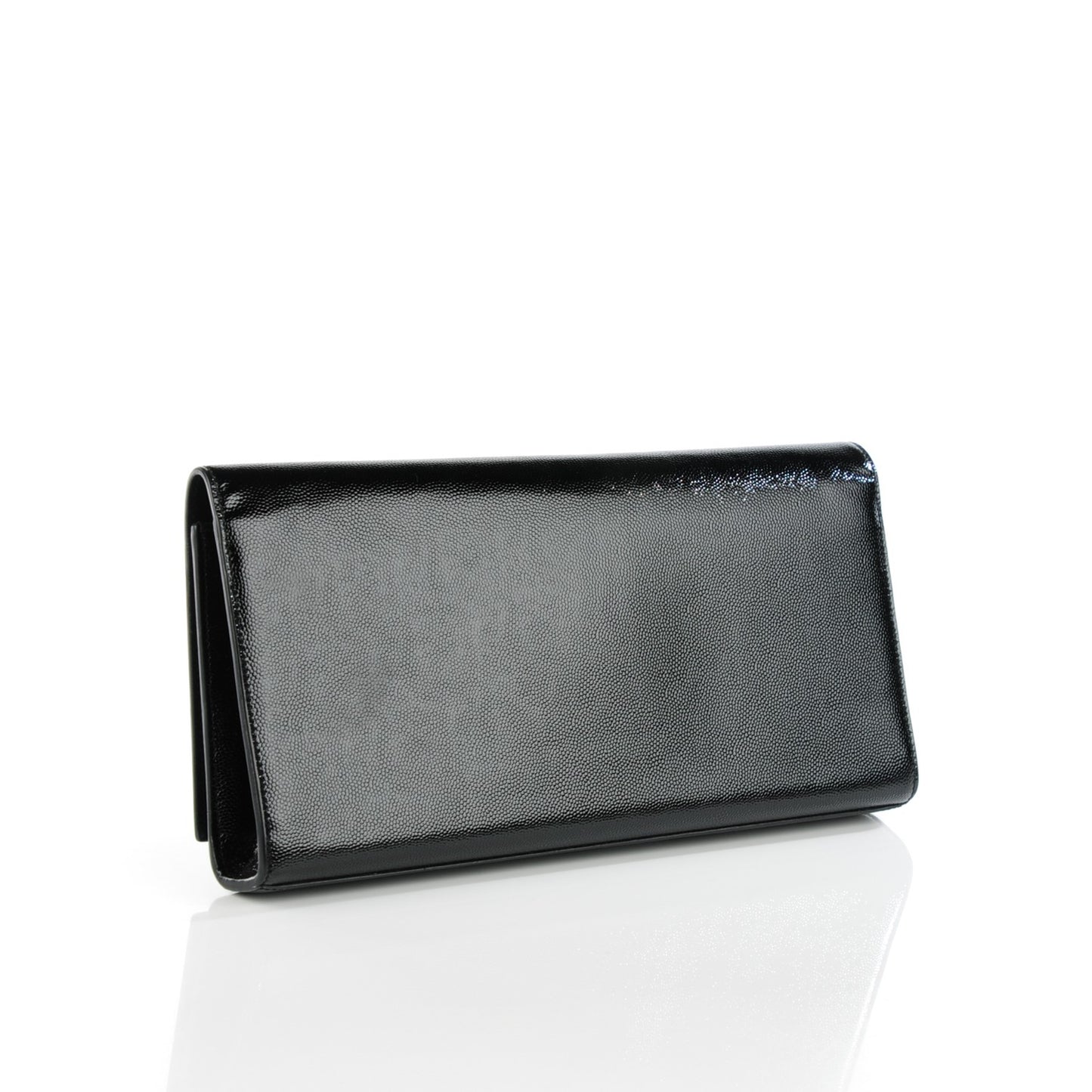 Textured Patent Classic Monogram Clutch Black