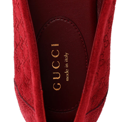 Gucci Suede Micro GG Horsebit Womens Kensington Moccasin Loafers 37 Rosso Ancora 8 of 10