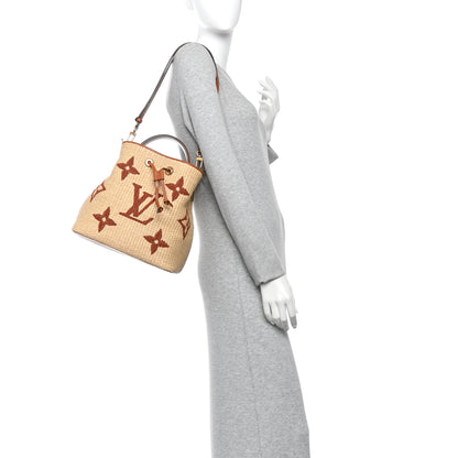 Louis Vuitton Raffia Calfskin Monogram Neonoe MM Tan 2 of 9