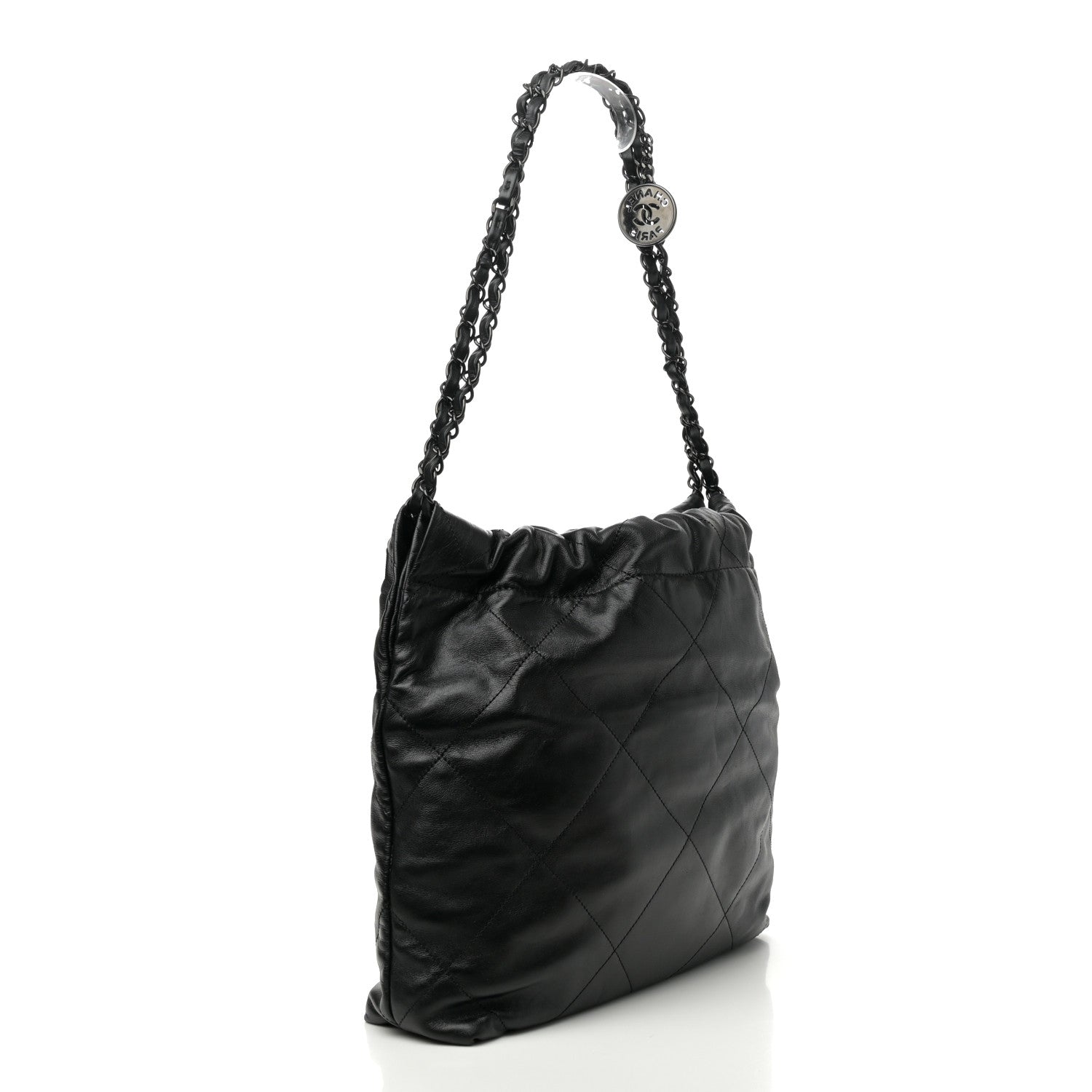 Chanel Shiny Calfskin Quilted Small Chanel 22 So Black 1729760