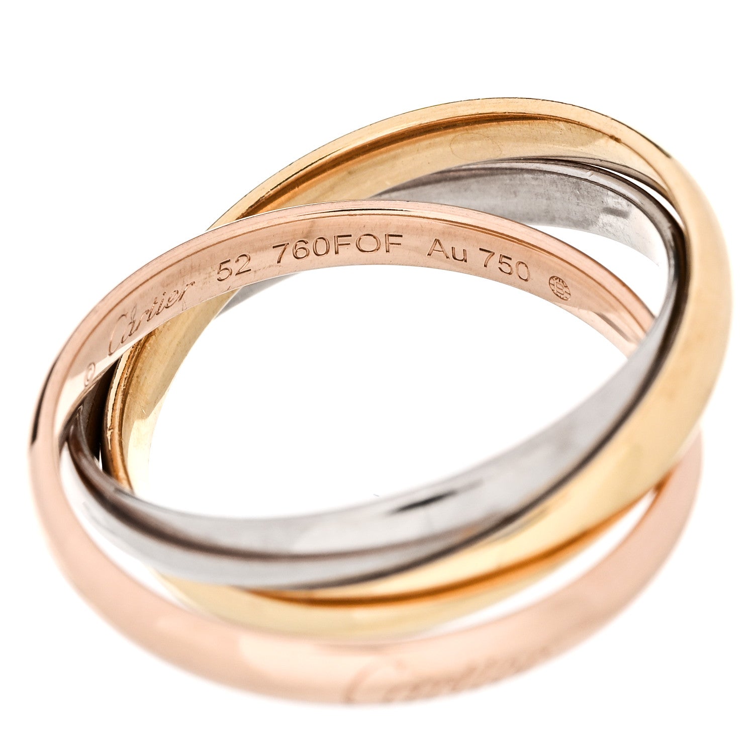 Cartier 18K Pink Yellow White Gold Small Trinity Ring  52 6 4 of 5