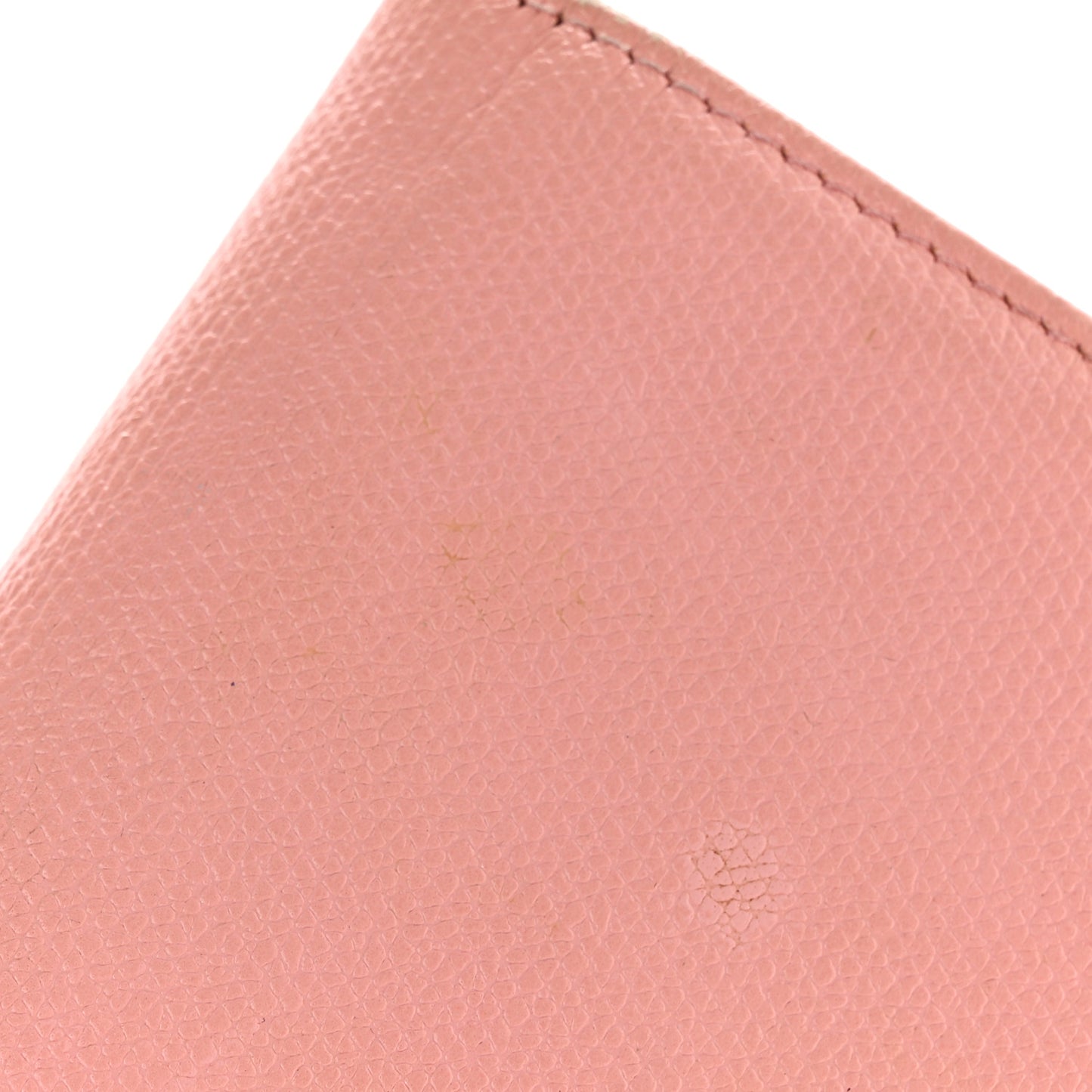 Grained Calfskin CC Button Yen Wallet Pink