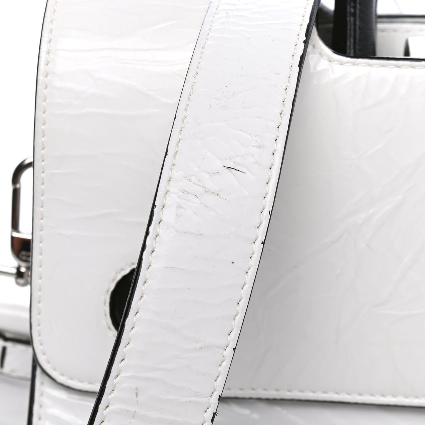 Crinkled Calfskin Medium Diorever Flap White