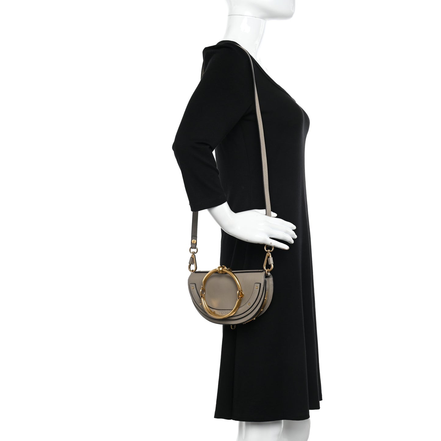 Calfskin Small Nile Bracelet Minaudiere Bag Motty Grey