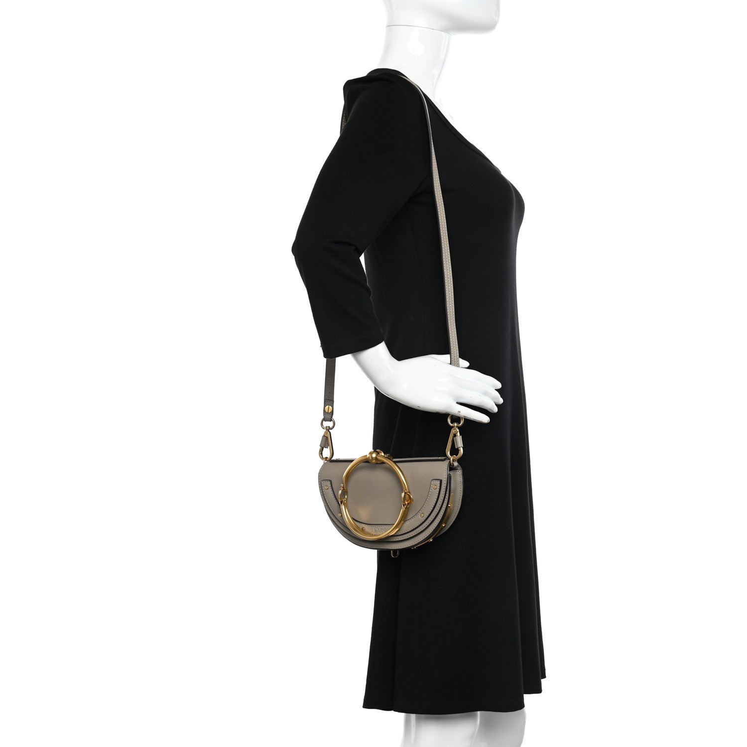 Chloe Calfskin Small Nile Bracelet Minaudiere Bag Motty Grey 2 of 11