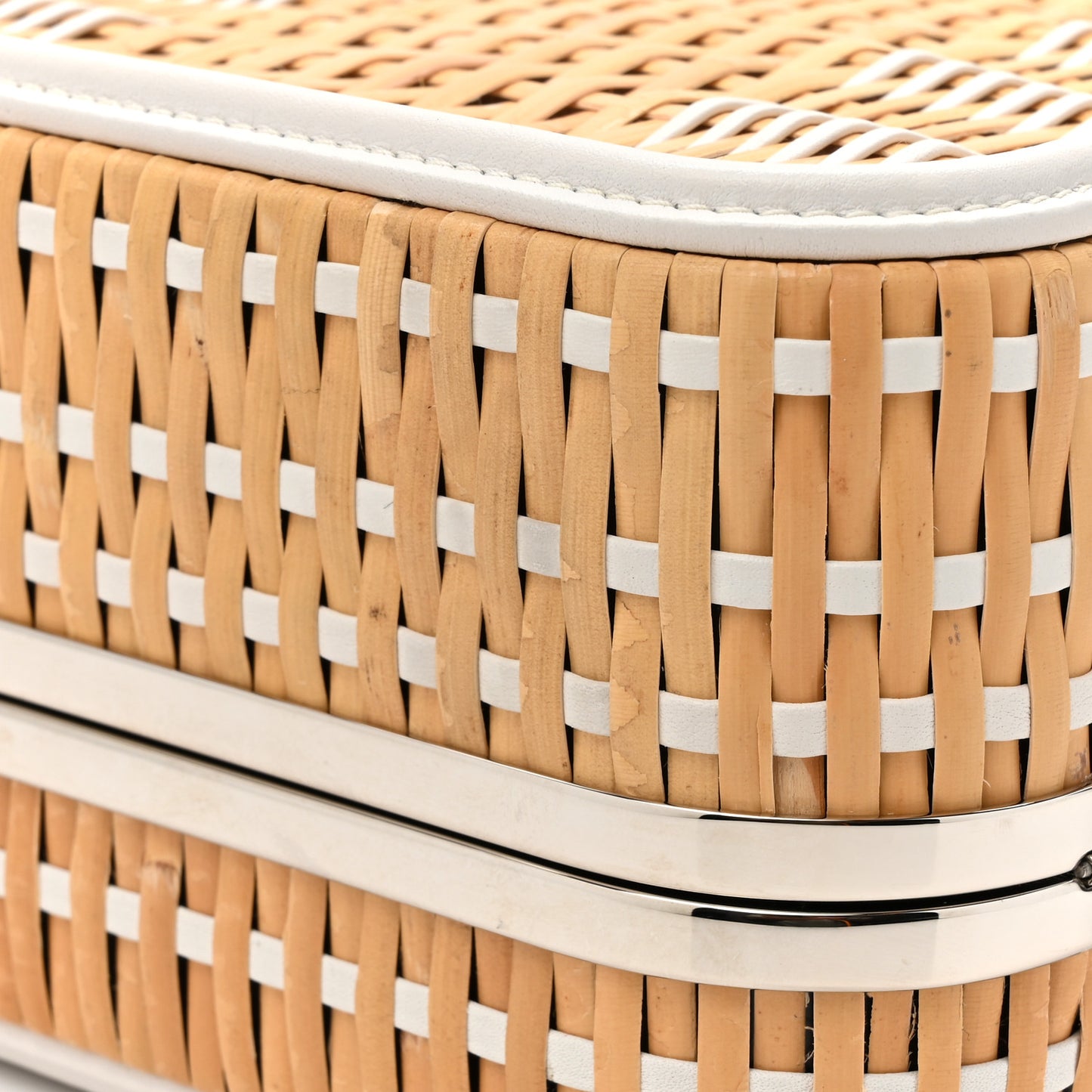 Raffia Calfskin CC Filigree Vanity Case White