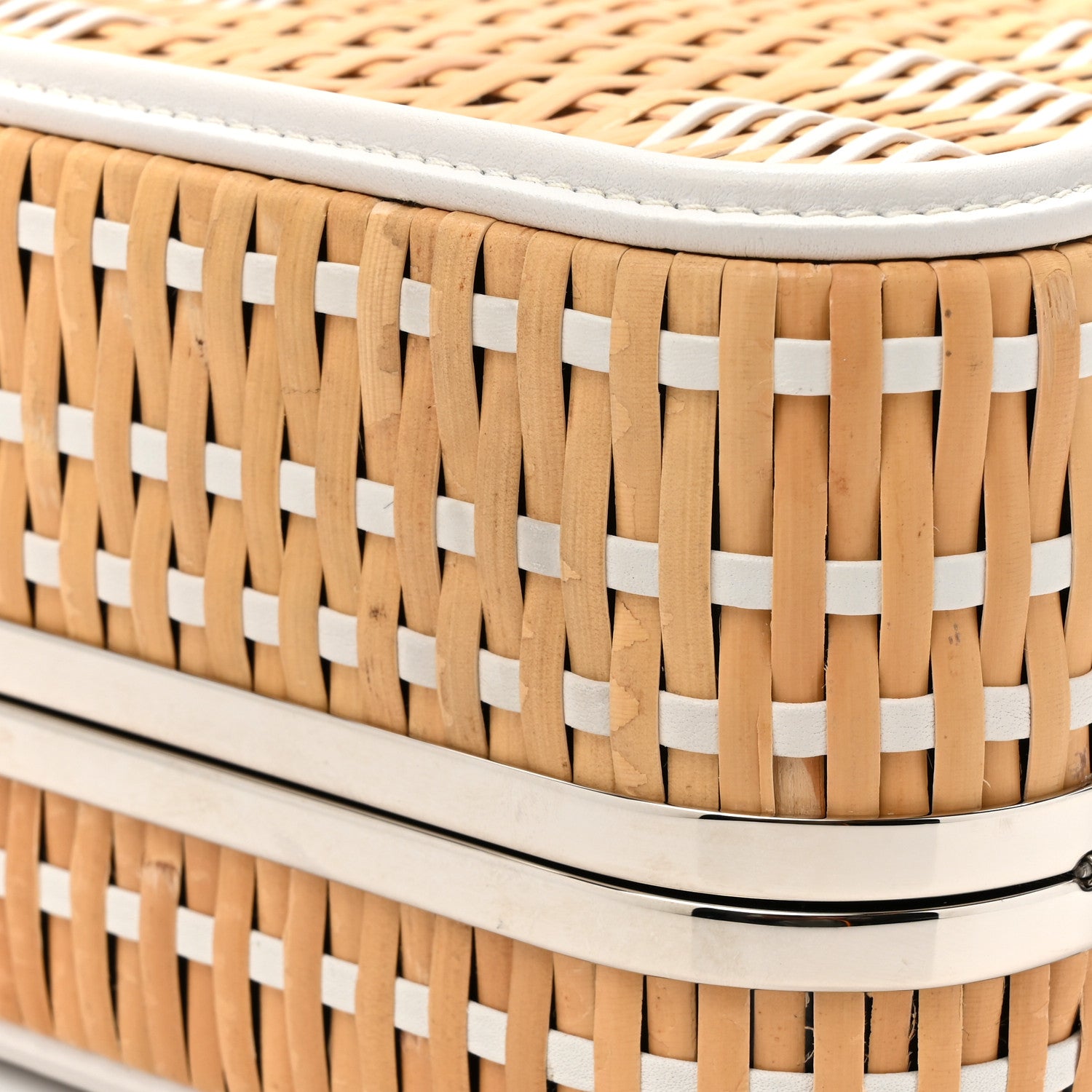 Chanel Raffia Calfskin CC Filigree Vanity Case White 12 of 13