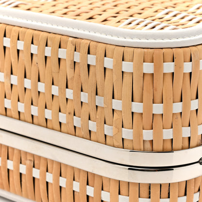 Chanel Raffia Calfskin CC Filigree Vanity Case White 12 of 13