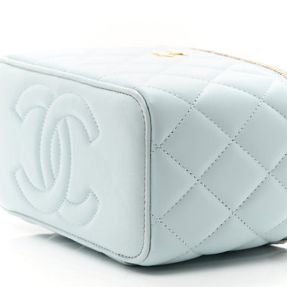 Chanel Lambskin Quilted Small Top Handle Vanity Case With Chain Light Blue 9 of 10