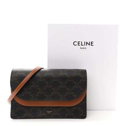 Celine Triomphe Canvas Lambskin Wallet On Strap Tan 11 of 11