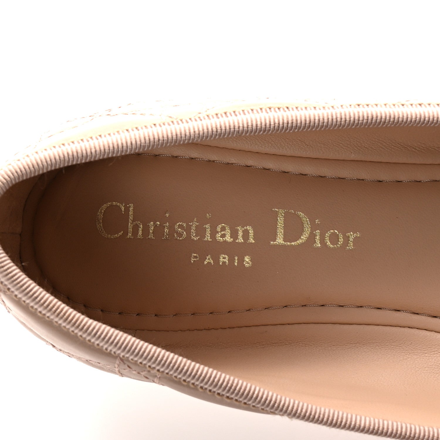 Christian Dior Calfskin Cannage Pearl Bow Ballet Flats 38 Nude 8 of 10