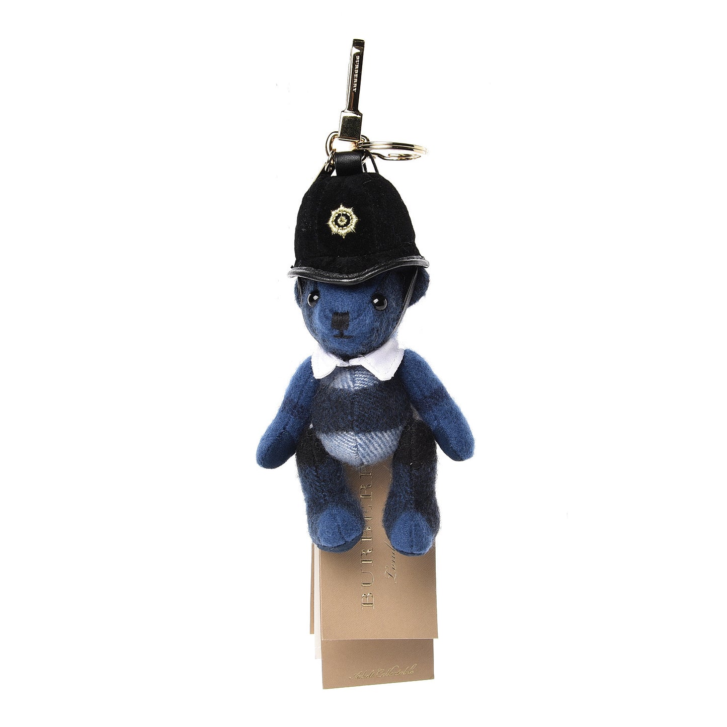Cashmere Check Police Thomas Bear Charm Cadet Blue
