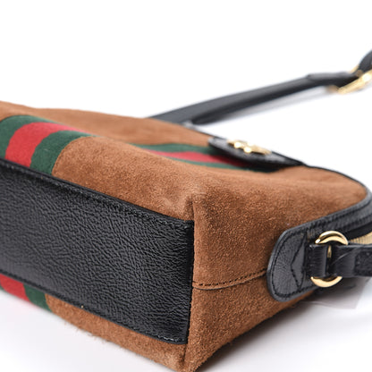 Gucci Suede Patent Web Small Ophidia Dome Shoulder Bag Nocciola Black 9 of 9
