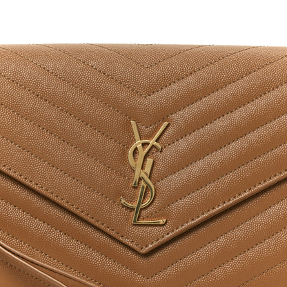 Saint Laurent Grain De Poudre Matelasse Chevron Monogram Cassandre Flap Pouch Natural Dark 8 of 8