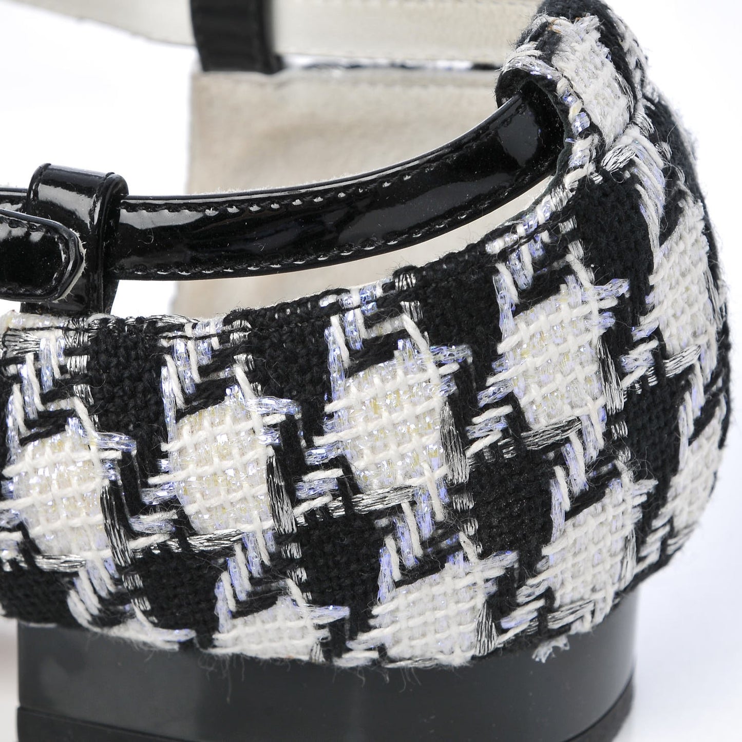 Patent Tweed CC Sandals 35.5 Black