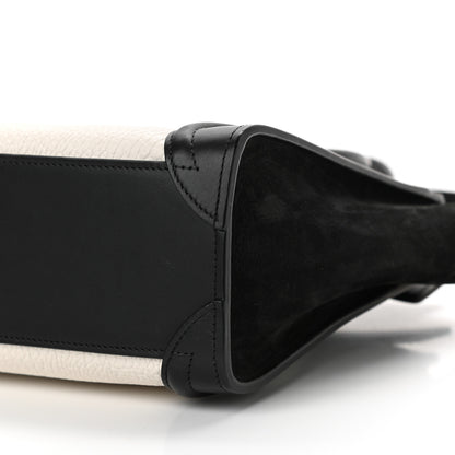 Celine Bullhide Calfskin Nubuck Bi-Color Nano Luggage Black White 10 of 13