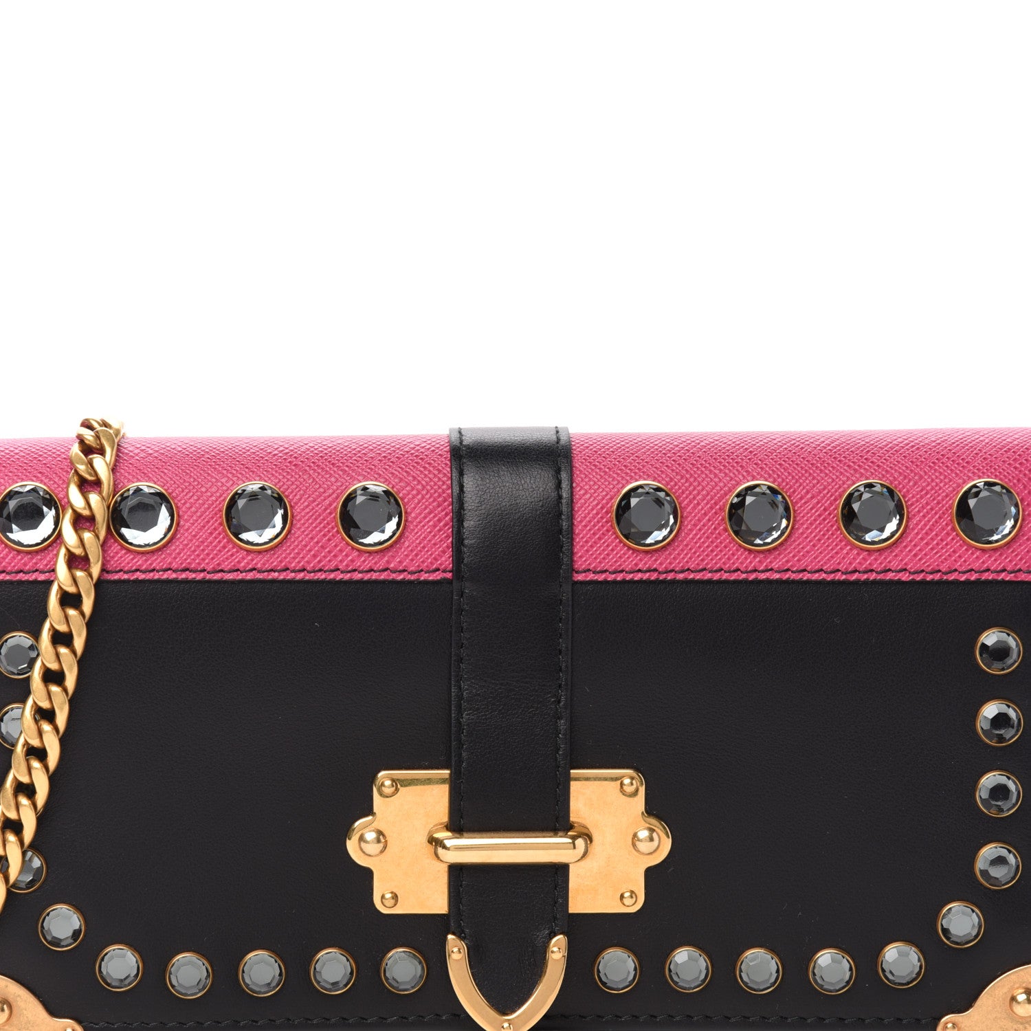 Prada City Calfskin Cahier Crystal Studded Mini Bag Fuxia Black 9 of 9