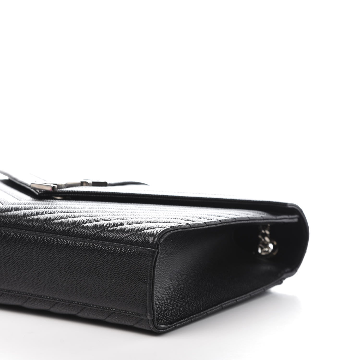 Saint Laurent Grain De Poudre Matelasse Chevron Large Monogram Satchel Black 7 of 11