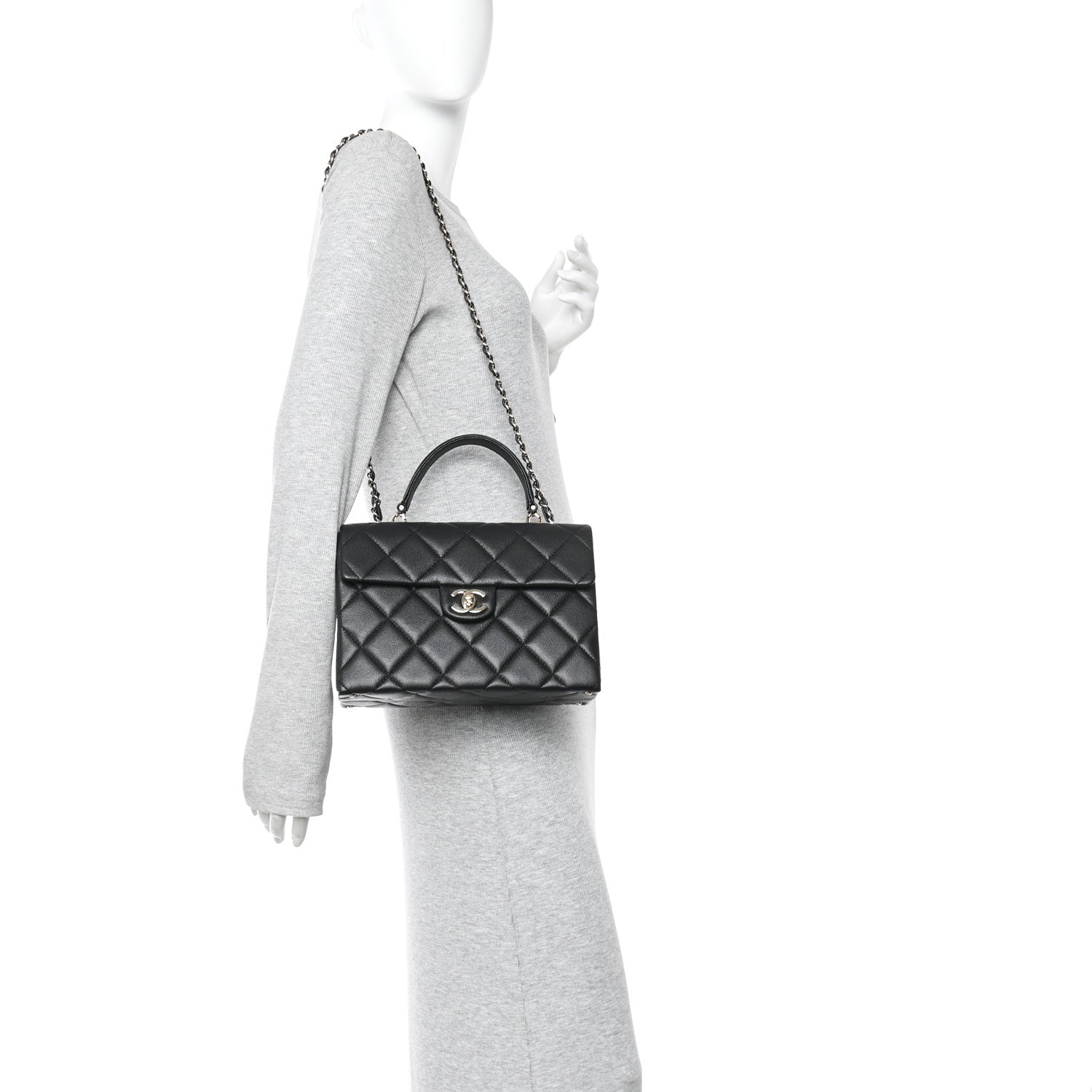 Chanel Caviar Quilted Medium Retro Twist Top Handle Flap Black 2 of 10