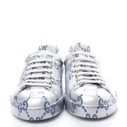 Gucci Miro Rubber Wax GucciGhost Print Mens New Ace Sneakers 9 Silver 5 of 12