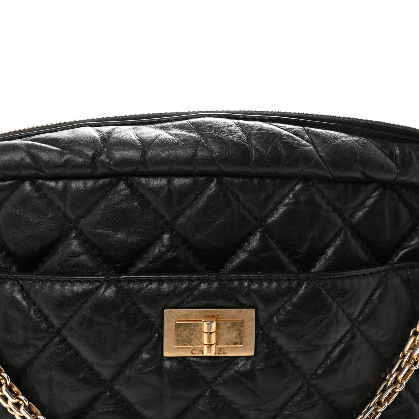 Aged Calfskin Quilted Large Reissue Camera Case Black