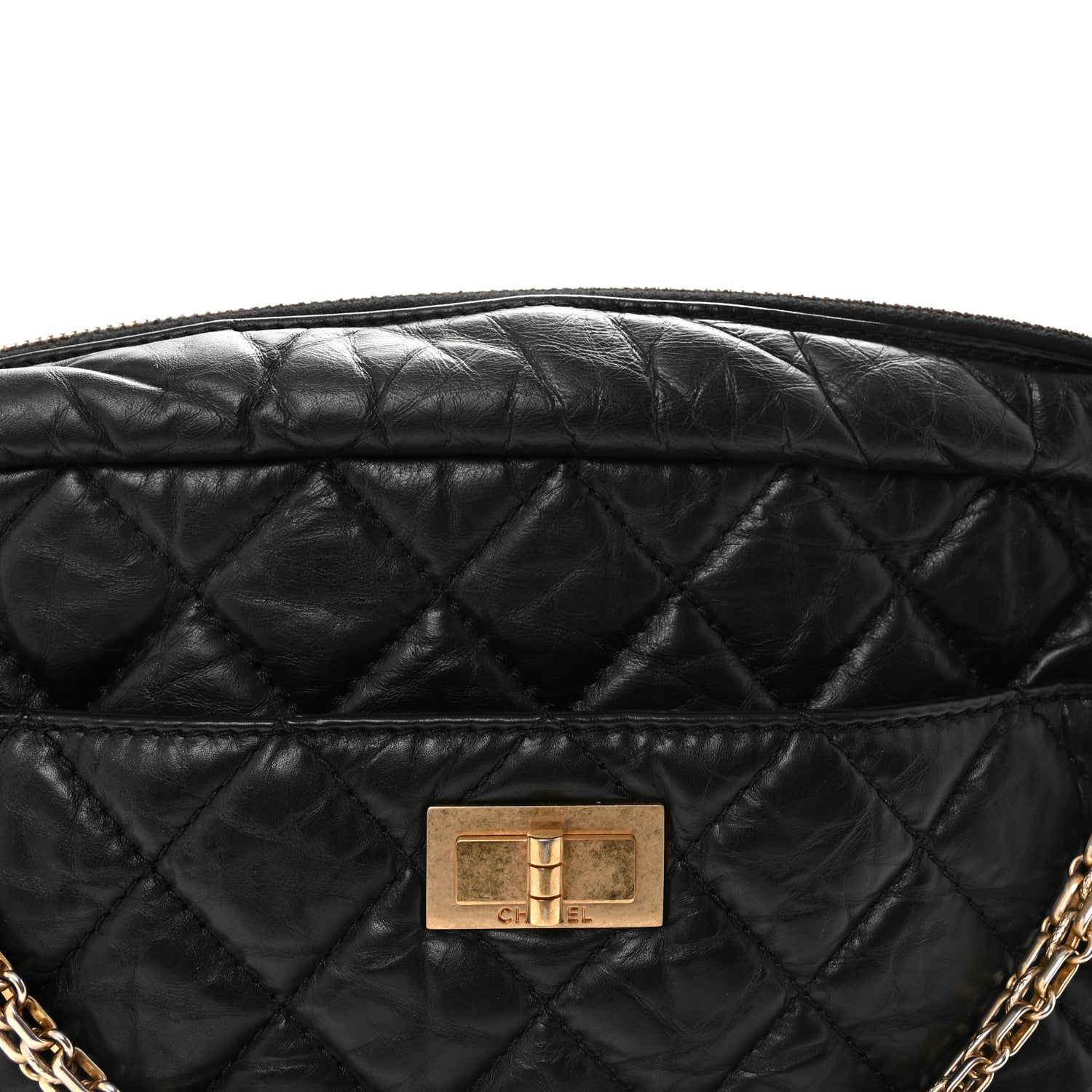 Chanel Aged Calfskin Quilted Large Reissue Camera Case Black 8 of 10