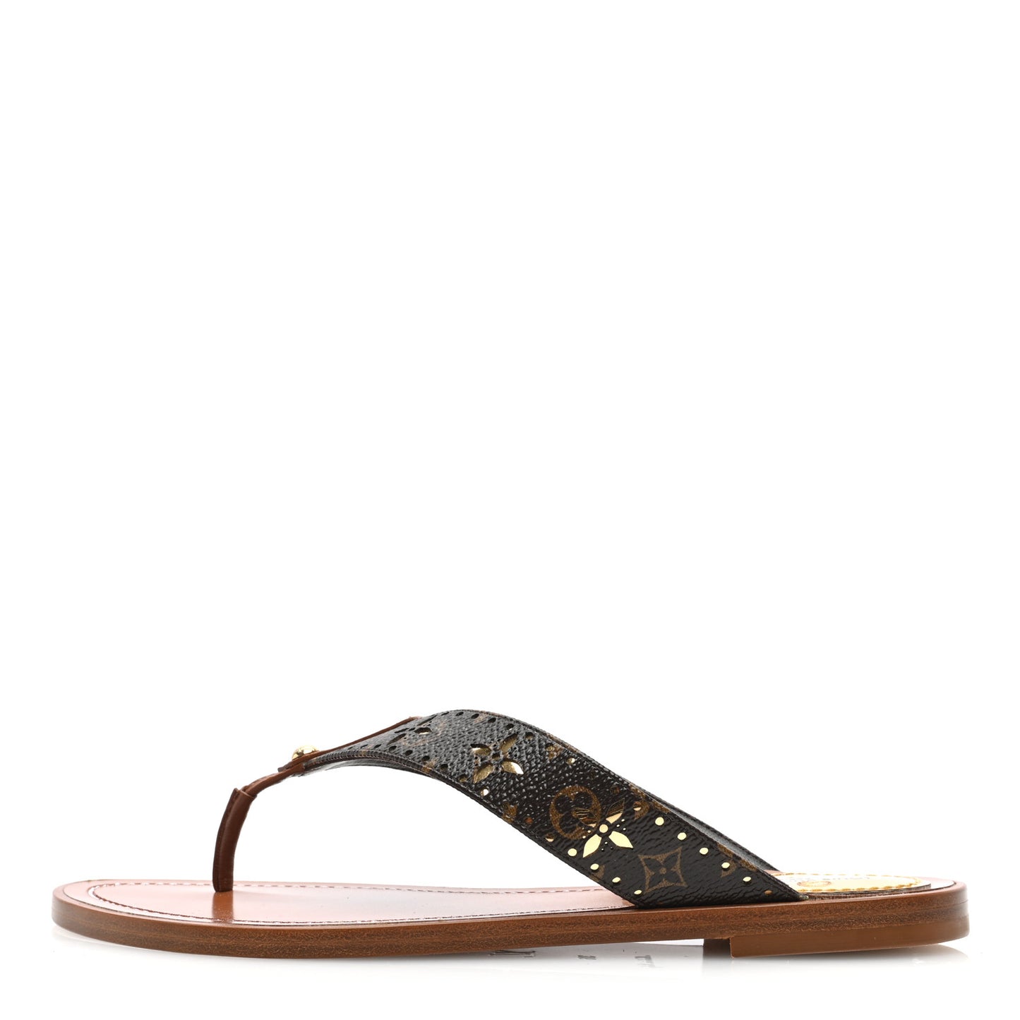 Monogram Sunny Flat Thong Sandals 36 Brown
