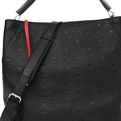MCM Calfskin Ottomar Monogram Large Klara Hobo Black Red 7 of 12