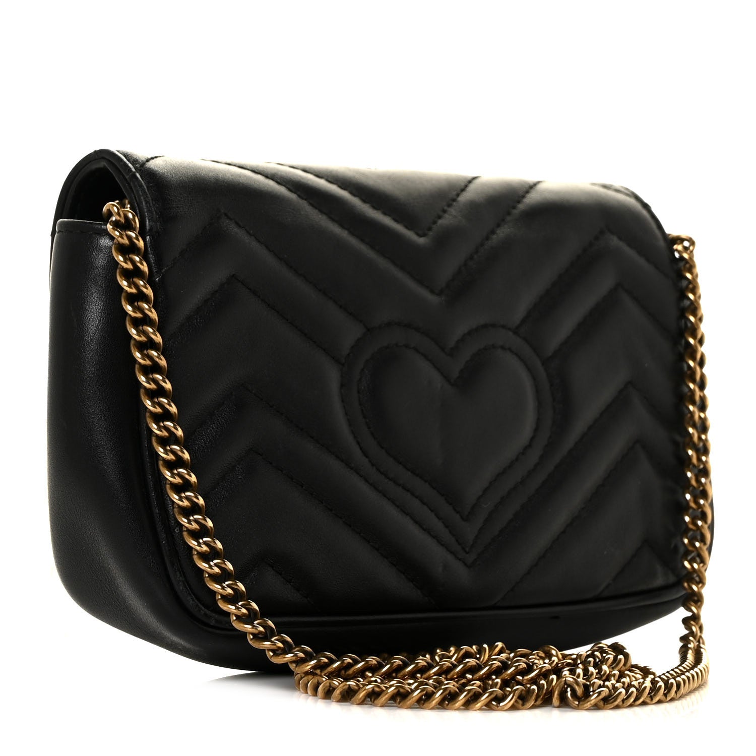 Gucci Calfskin Matelasse Super Mini GG Marmont Shoulder Bag Black 5 of 23