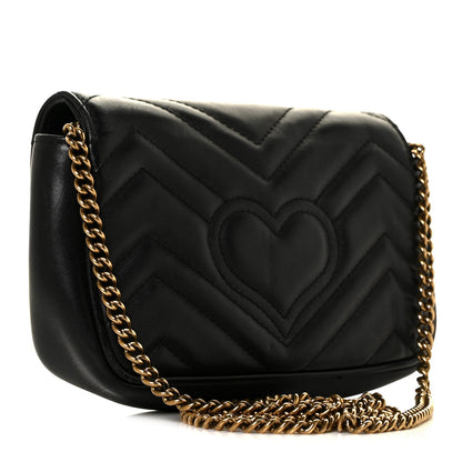 Gucci Calfskin Matelasse Super Mini GG Marmont Shoulder Bag Black 5 of 23