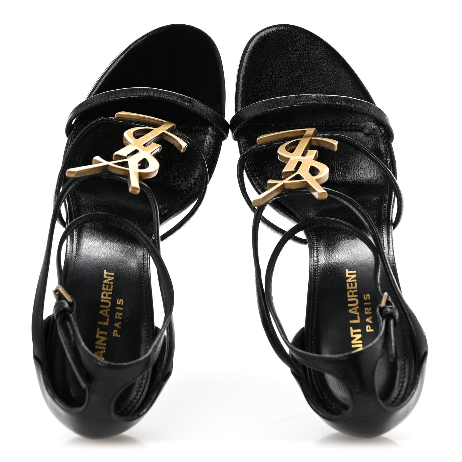 Saint Laurent Calfskin Cassandra 100 Sandals 40 Black 2 of 10