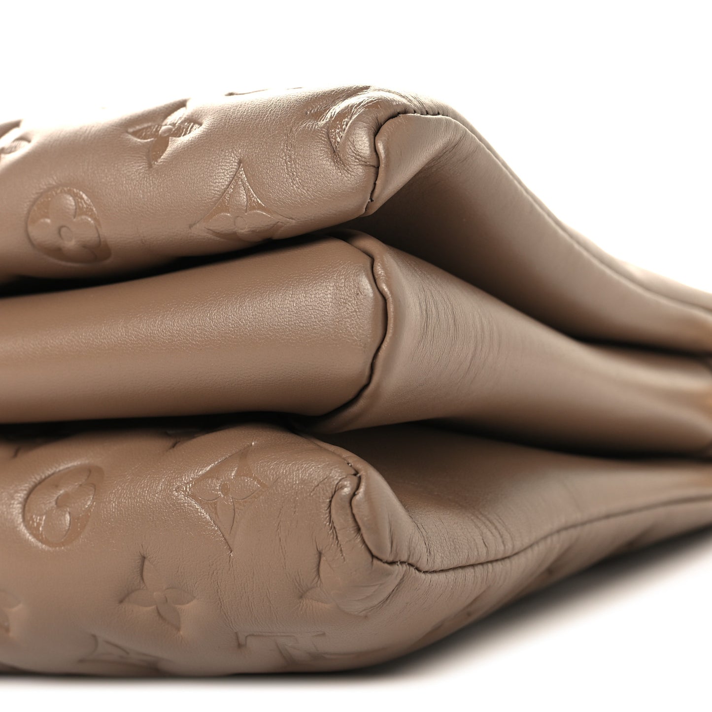 Lambskin Embossed Monogram Coussin MM Taupe
