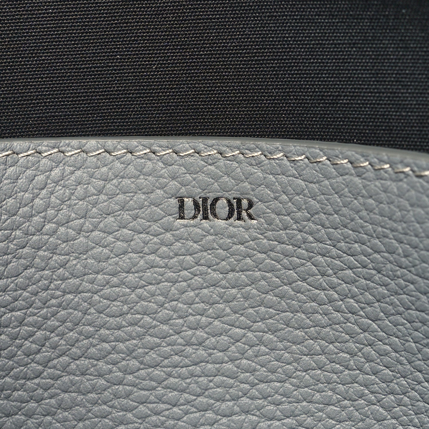 Christian Dior Grained Calfskin 1947 Signature A5 Pouch Grey White 6 of 11