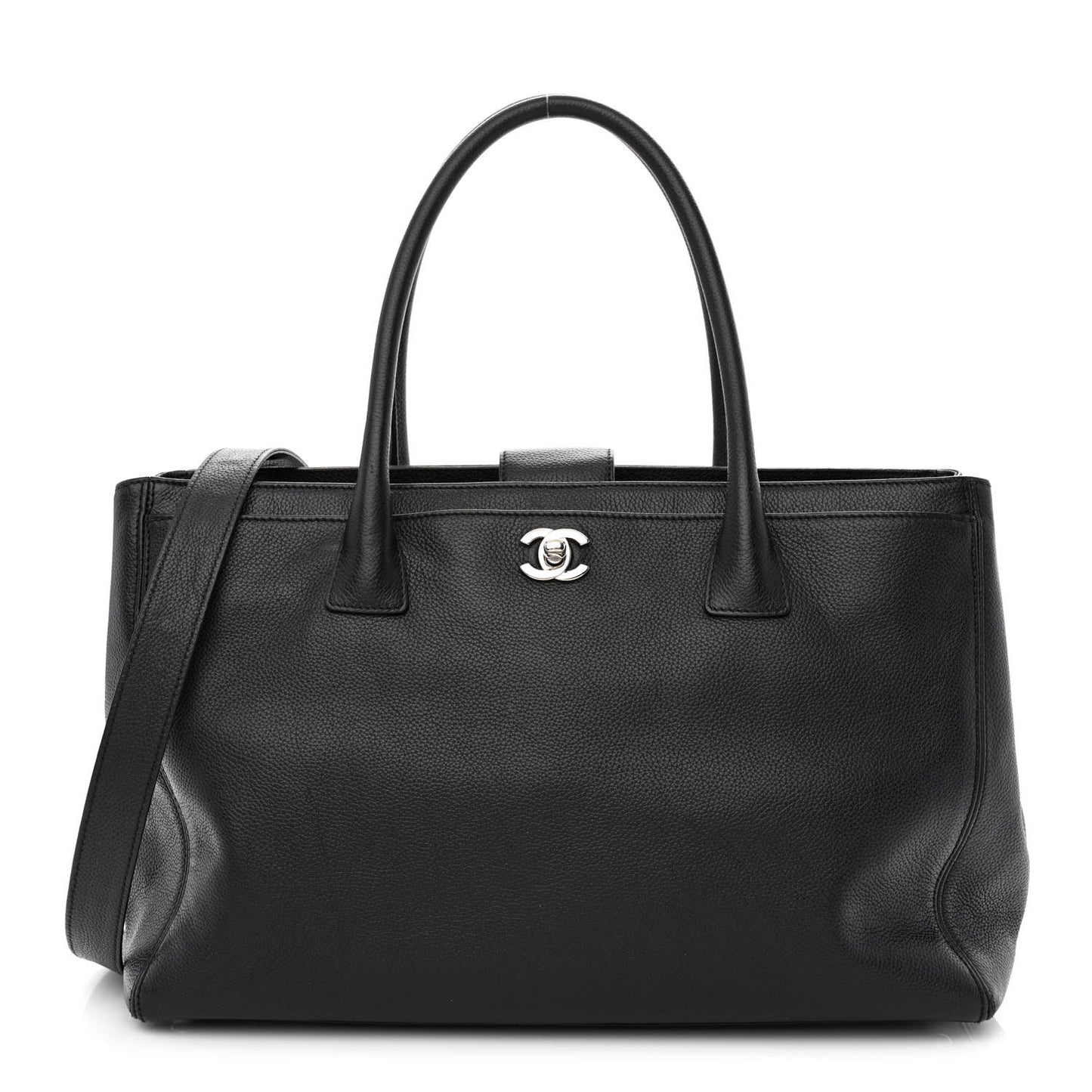 Calfskin Cerf Executive Shopper Tote Black