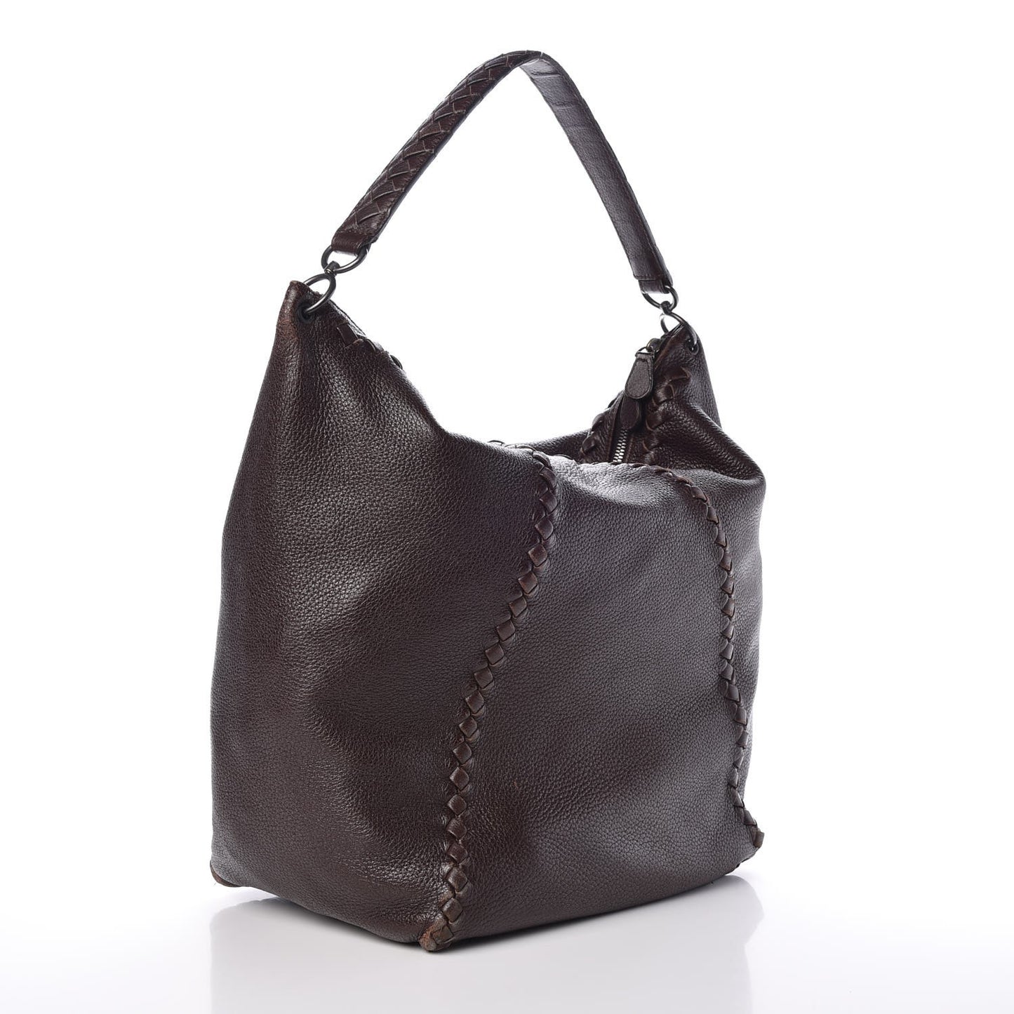Washed Cervo Deerskin Loop Hobo Bag Ebano