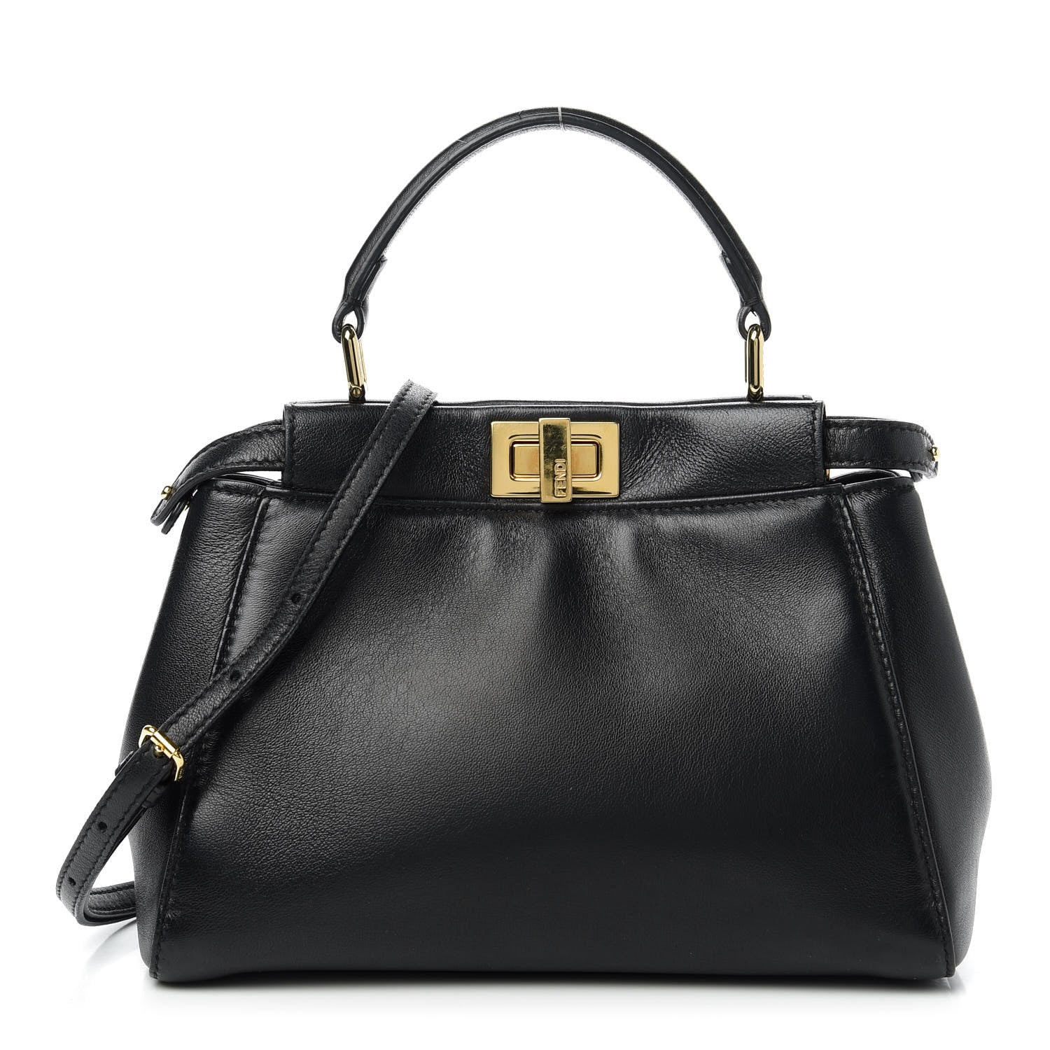 Fendi Nappa Mini Peekaboo Iconic Satchel Black 1 of 10
