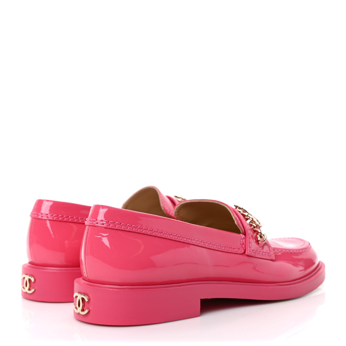 Patent Calfskin Logo Loafers 37 Pink