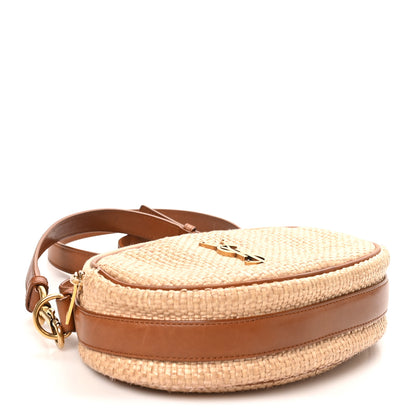 Saint Laurent Raffia Calfskin Round Camera Bag Golden Ecru Brick 4 of 10